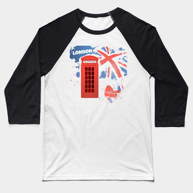 London Souvenir Baseball T-Shirt by Happy Art Designs